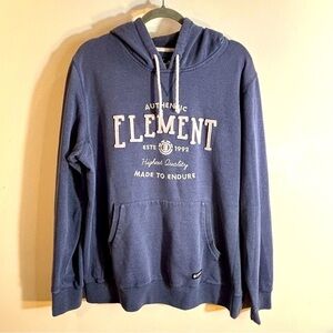 ELEMENT Sz XL Blue Hoodie Sweatershirt Cotton Blend Long Sleeve Front Pocket